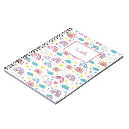 Custom Notebook With Name Rainbow Design for Girls Notizblock (Linke Seite)