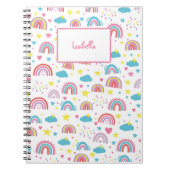 Custom Notebook With Name Rainbow Design for Girls Notizblock (Vorderseite)