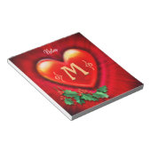 Custom Notepad Monogram Heart Design Weihnachten. Notizblock (angewinkelt)