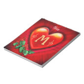 Custom Notepad Monogram Heart Design Weihnachten. Notizblock (Rotiert)
