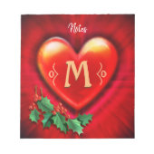 Custom Notepad Monogram Heart Design Weihnachten. Notizblock (Vorderseite)
