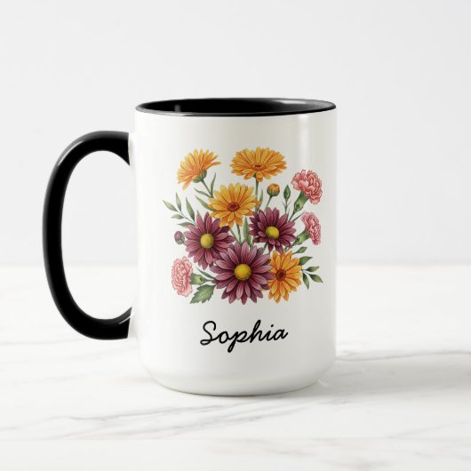 Custom November Birth Flower - Personalized Name Tasse (Links)