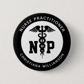Custom NP Nurse Practitioner Abschluss Caduceus Button (Vorderseite)