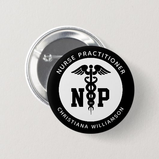 Custom NP Nurse Practitioner Abschluss Caduceus Button (Vorne & Hinten)