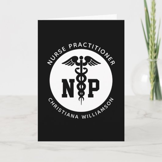 Custom NP Nurse Practitioner Abschluss Caduceus Karte (Vorderseite)
