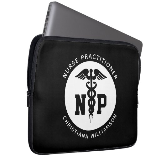 Custom NP Nurse Practitioner Abschluss Caduceus Laptopschutzhülle (Vorne Rechts)
