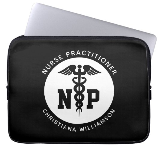 Custom NP Nurse Practitioner Abschluss Caduceus Laptopschutzhülle (Vorderseite)