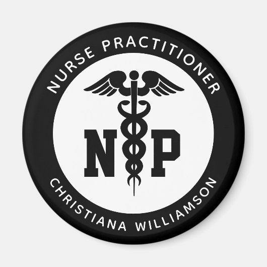 Custom NP Nurse Practitioner Abschluss Caduceus Magnet (Vorne)