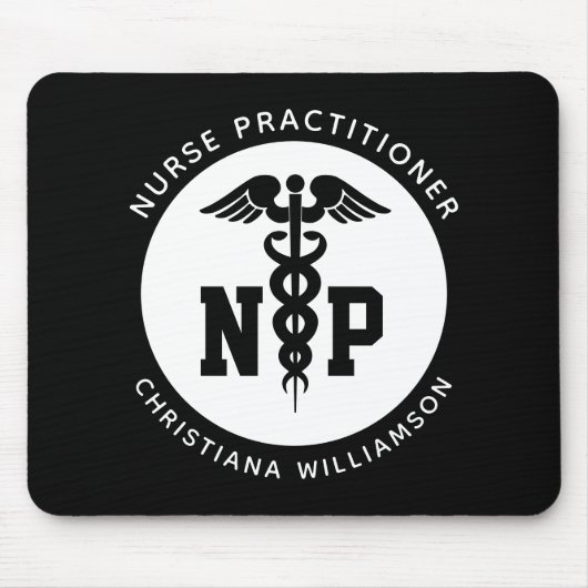 Custom NP Nurse Practitioner Abschluss Caduceus Mousepad (Vorne)