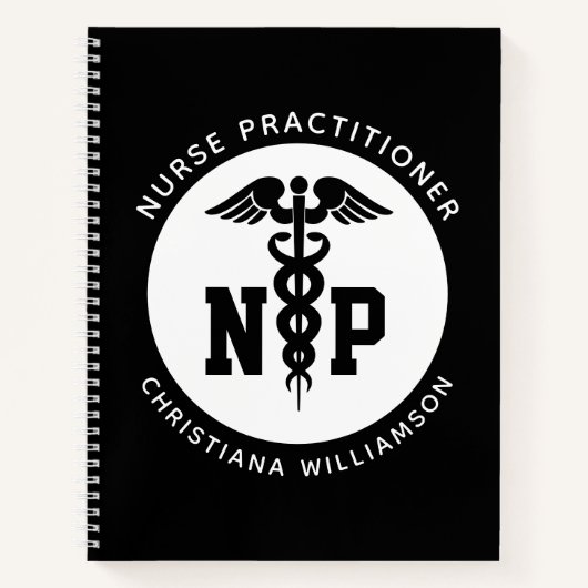 Custom NP Nurse Practitioner Abschluss Caduceus Notizblock (Vorderseite)