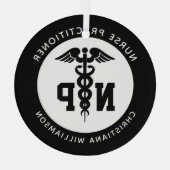 Custom NP Nurse Practitioner Abschluss Caduceus Ornament Aus Glas (Rückseite)