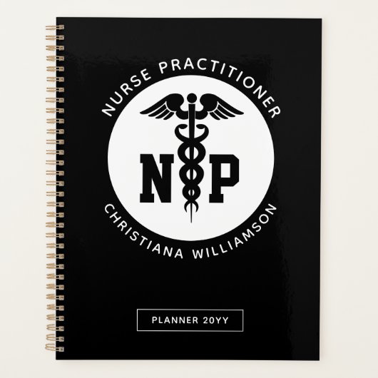 Custom NP Nurse Practitioner Abschluss Caduceus Planer (Vorderseite)