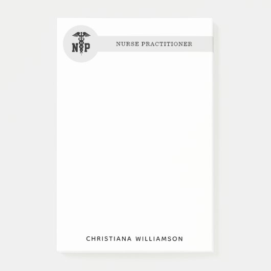 Custom NP Nurse Practitioner Abschluss Caduceus Post-it Klebezettel (Vorderseite)