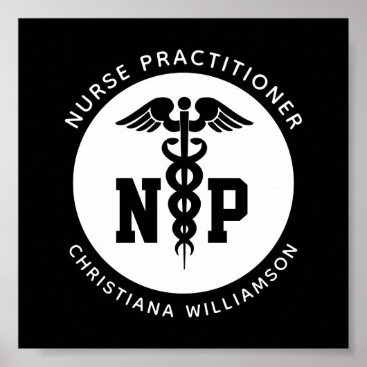 Custom NP Nurse Practitioner Abschluss Caduceus Poster (Vorne)