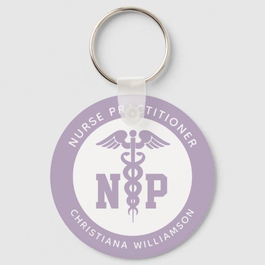 Custom NP Nurse Practitioner Abschluss Caduceus Schlüsselanhänger (Vorderseite)