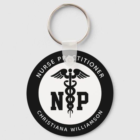 Custom NP Nurse Practitioner Abschluss Caduceus Schlüsselanhänger (Vorderseite)