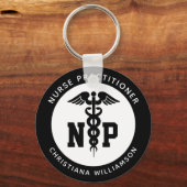 Custom NP Nurse Practitioner Abschluss Caduceus Schlüsselanhänger (Vorderseite)