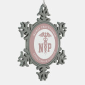 Custom NP Nurse Practitioner Abschluss Caduceus Schneeflocken Zinn-Ornament (Links)