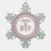 Custom NP Nurse Practitioner Abschluss Caduceus Schneeflocken Zinn-Ornament (Vorderseite)
