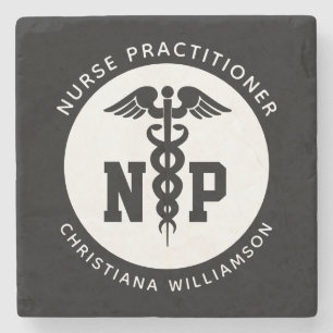 Custom NP Nurse Practitioner Abschluss Caduceus Steinuntersetzer