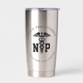 Custom NP Nurse Practitioner Abschluss Caduceus Thermobecher (Links)
