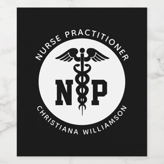 Custom NP Nurse Practitioner Abschluss Caduceus Weinetikett (Einzelnes Label)