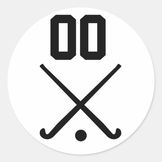 Custom Number Team Field Hockey Runder Aufkleber (Vorderseite)