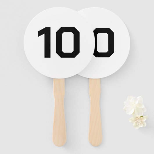 Custom Number | white Black Event Game Score  Fächer (Vorne und Hinten)