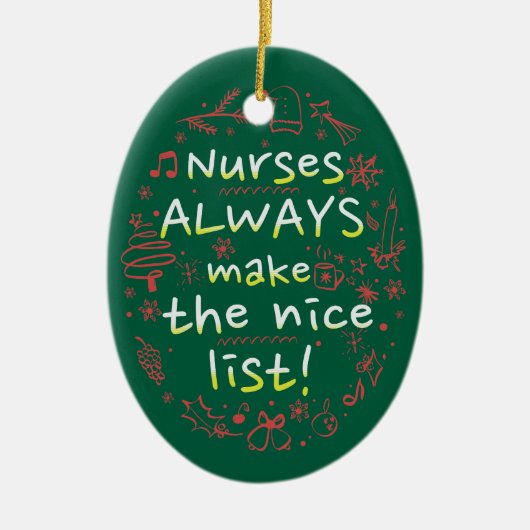 Custom Nurise Nice List Funny Christmas Keramik Ornament (Vorne)