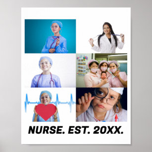 Custom Nurse EST 20XX 6 photo collage  Poster