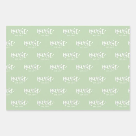 Custom Nurse Est Typografy Nurse RN Abschluss Geschenkpapier Set (Vorderseite)