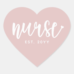 Custom Nurse Est Typografy Nurse RN Abschluss Herz-Aufkleber