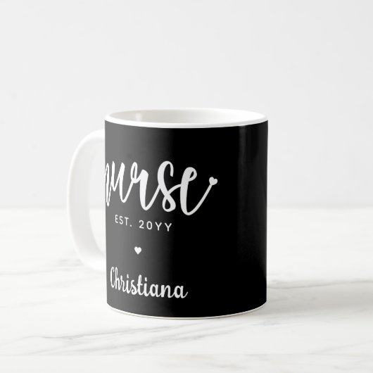 Custom Nurse Est Typografy Nurse RN Abschluss Kaffeetasse (Vorderseite Links)