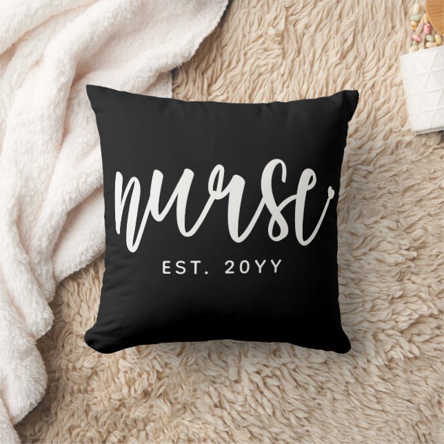 Custom Nurse Est Typografy Nurse RN Abschluss Kissen (Decke)