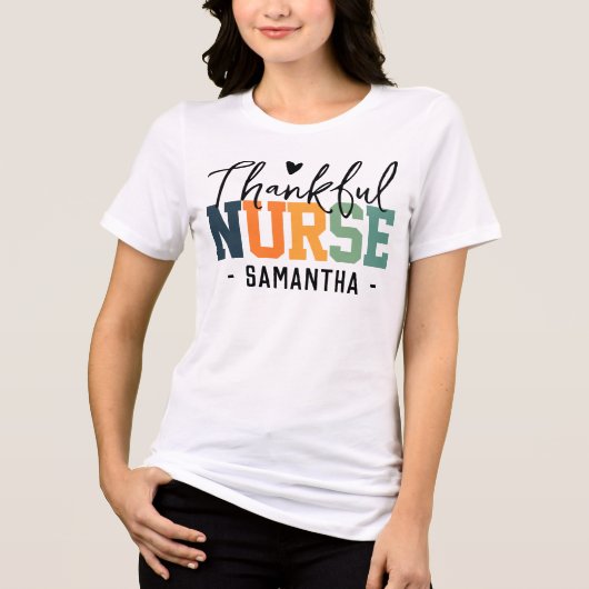 Custom Nurse Geschenk für Erntedank und Weihnachte Tri-Blend Shirt (Vorderseite)