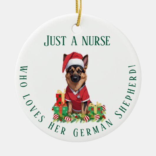 Custom Nurse Lieben German Shepherd Dog Weihnachte Keramik Ornament (Vorne)