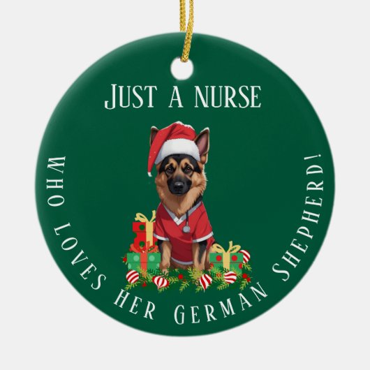 Custom Nurse Lieben German Shepherd Dog Weihnachte Keramik Ornament (Vorne)