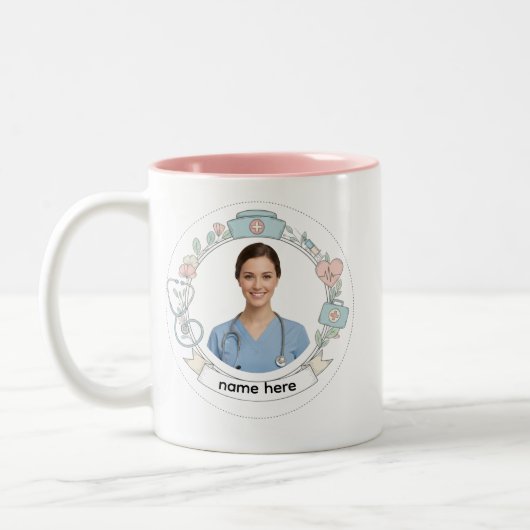 Custom Nurse Mug – Personalized Medical Gift Zweifarbige Tasse (Links)