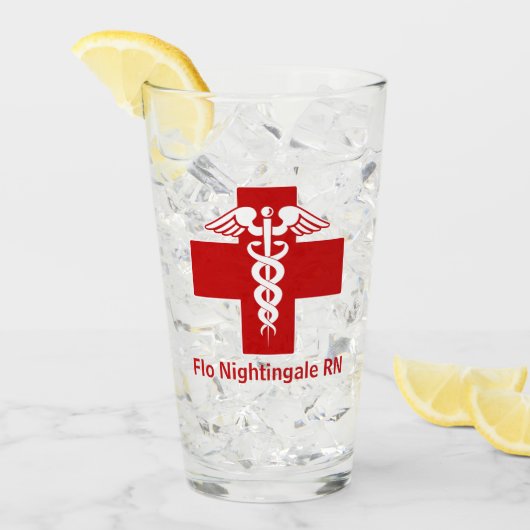 Custom Nurse oder Doctor Caduceus Cross Glas (Vorderseite Ice)