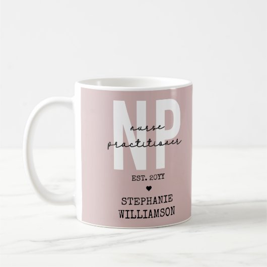 Custom Nurse Practitioner NP Abschluss Geschenk Kaffeetasse (Links)