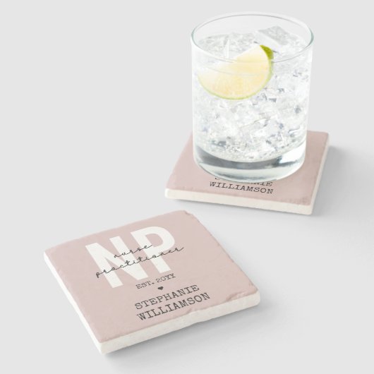 Custom Nurse Practitioner NP Abschluss Geschenk Steinuntersetzer (Seitenansicht)