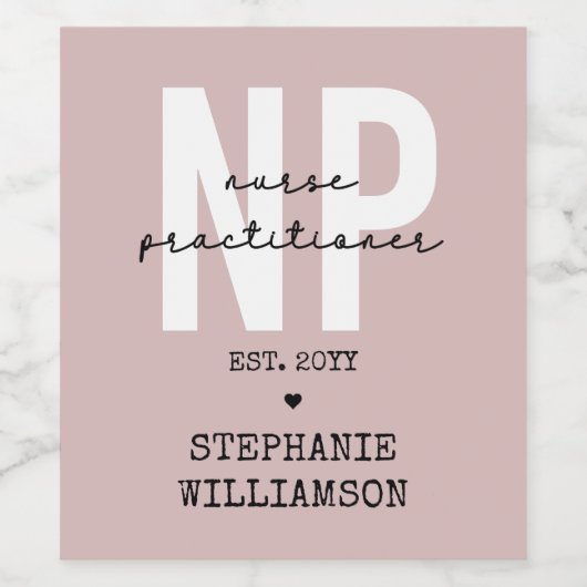 Custom Nurse Practitioner NP Abschluss Geschenk Weinetikett (Einzelnes Label)