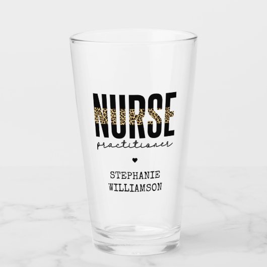 Custom Nurse Practitioner NP cheetah Abschluss Glas (Vorderseite)