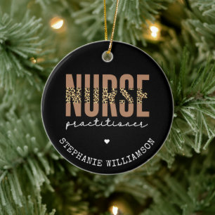 Custom Nurse Practitioner NP cheetah Abschluss Keramik Ornament