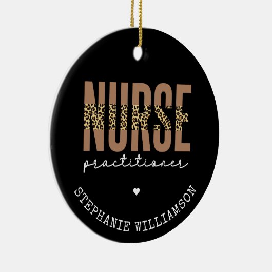 Custom Nurse Practitioner NP cheetah Abschluss Keramik Ornament (Rechts)
