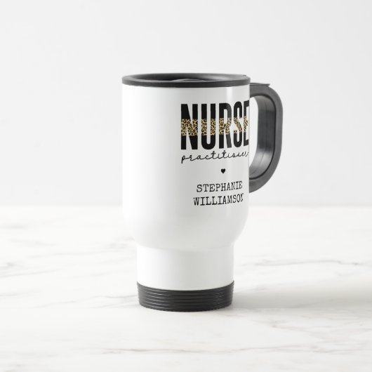 Custom Nurse Practitioner NP cheetah Abschluss Reisebecher (VorderseiteRechts)