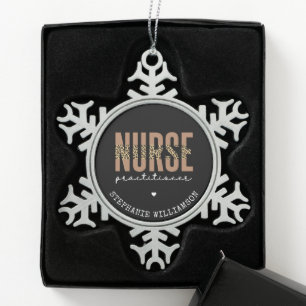 Custom Nurse Practitioner NP cheetah Abschluss Schneeflocken Zinn-Ornament