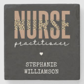 Custom Nurse Practitioner NP cheetah Abschluss Steinuntersetzer (Vorderseite)