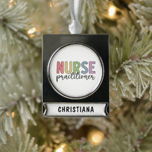 Custom Nurse Practitioner NP Nurse Abschluss Banner-Ornament Silber