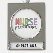 Custom Nurse Practitioner NP Nurse Abschluss Banner-Ornament Silber (Vorderseite)